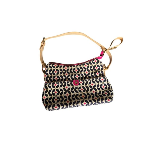 Spartina 449 Crossbody Bag Pink Pattern Canvas & Leather Adjustable Strap With Z - Picture 1 of 9